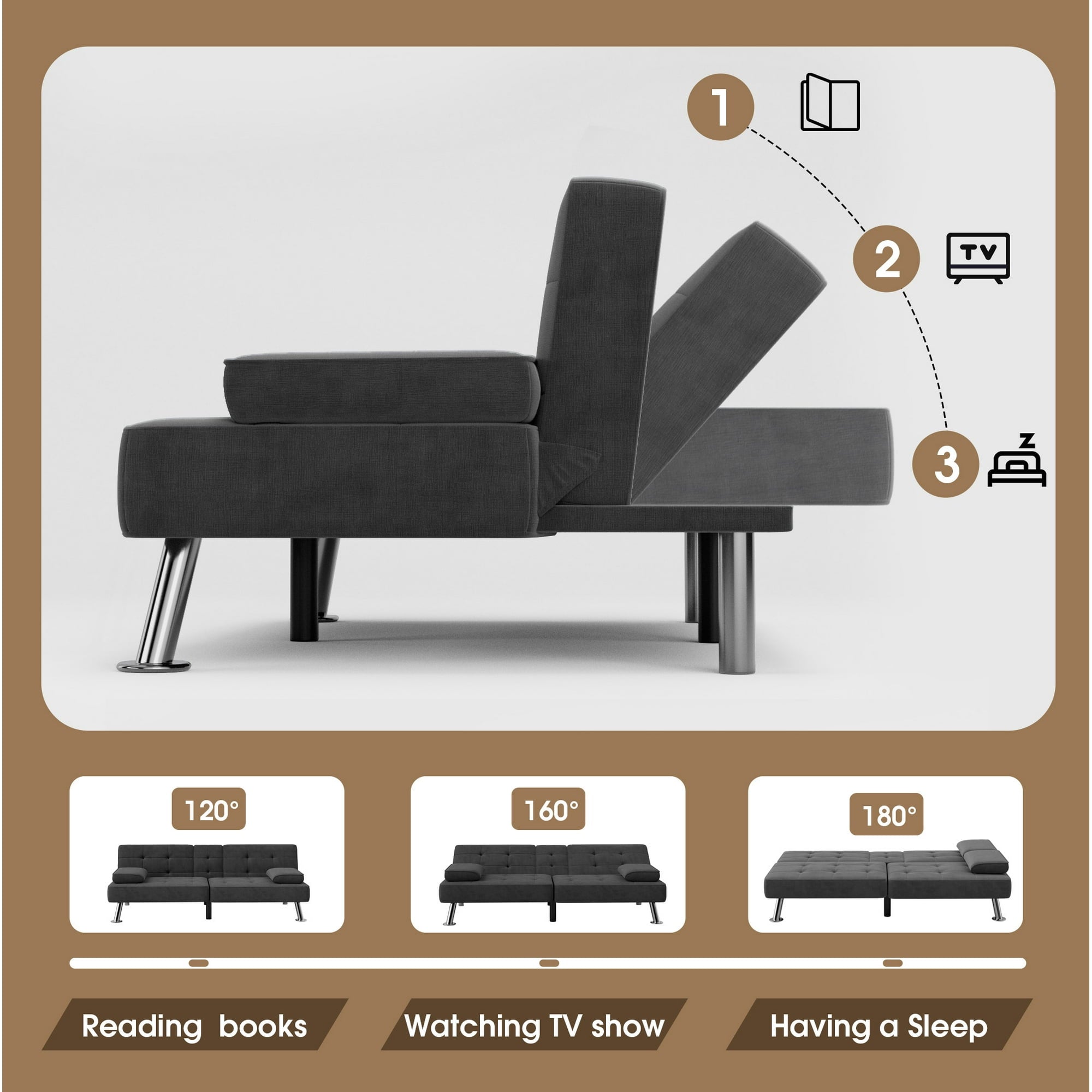 homall-sofa-futon-schlafsofa-stoff-schwarz-mit-getr-nkehalter image 7