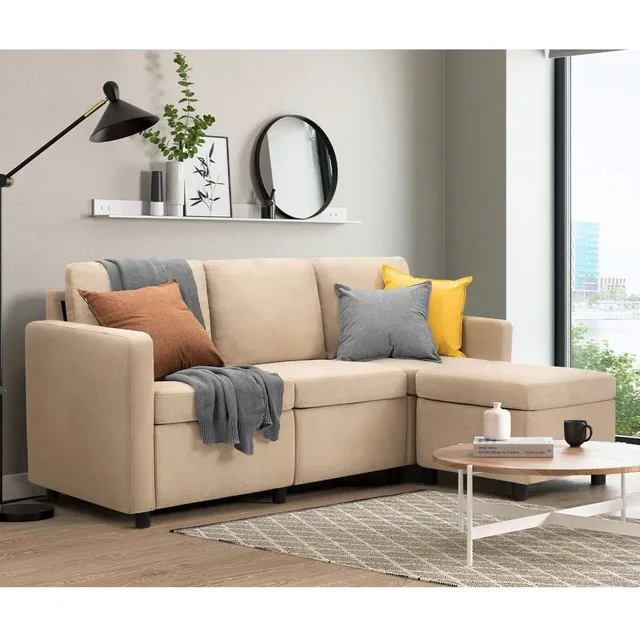 homall-sofa-ecksofa-l-form-beige-leinenoptik-mit-ottoman image 1