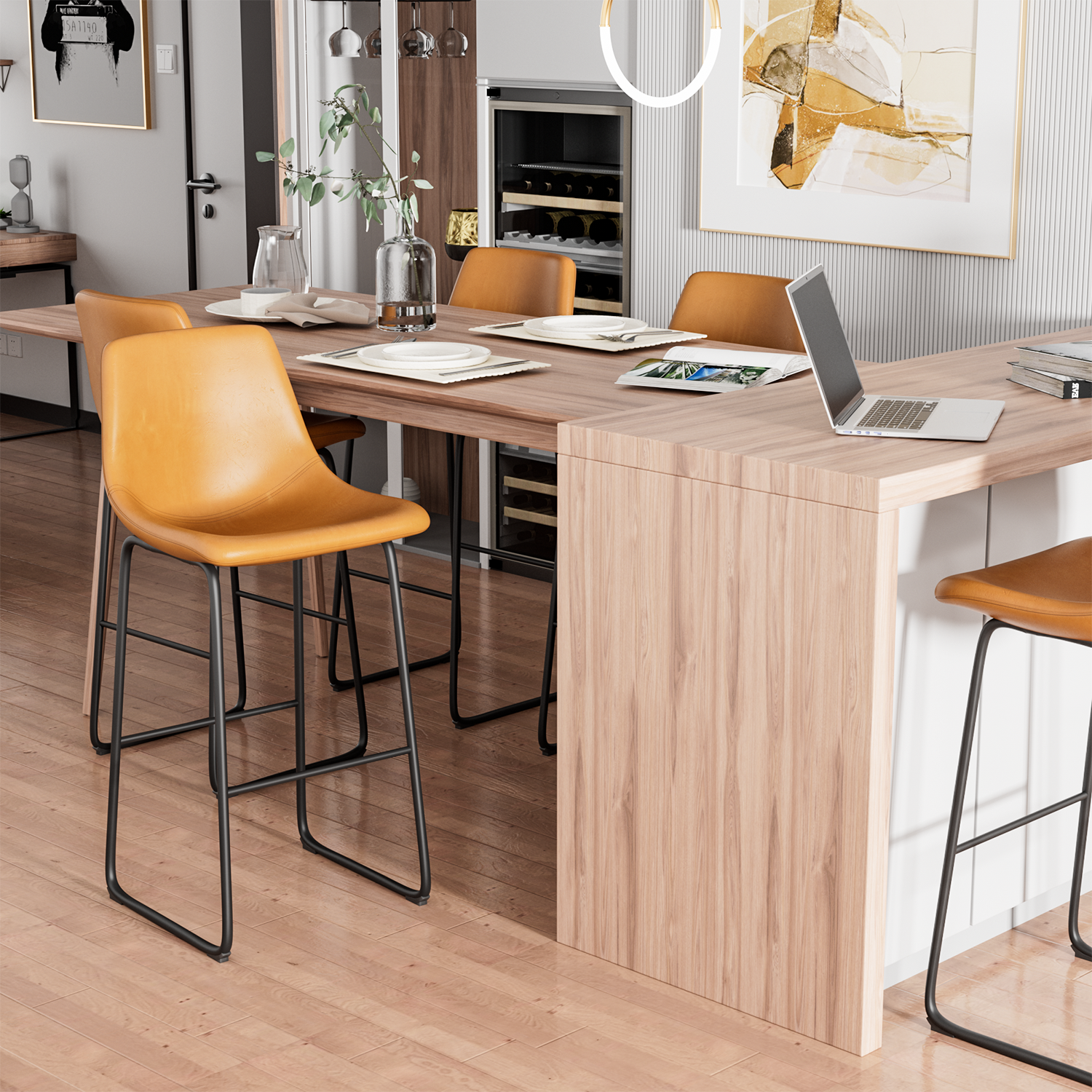 homall-bar-stool-tresenhocker-pu-leder-hellbraun-2er-set image 6