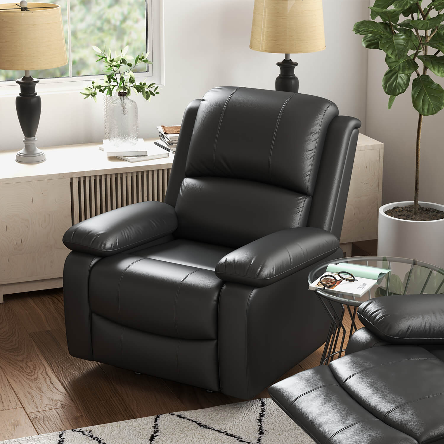 homall-recliner-chair-sessel-set-1-2-3-kunstleder-schwarz image 3