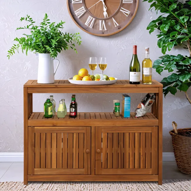 homall-patio-furniture-sideboard-braun-akazie-holz image 1