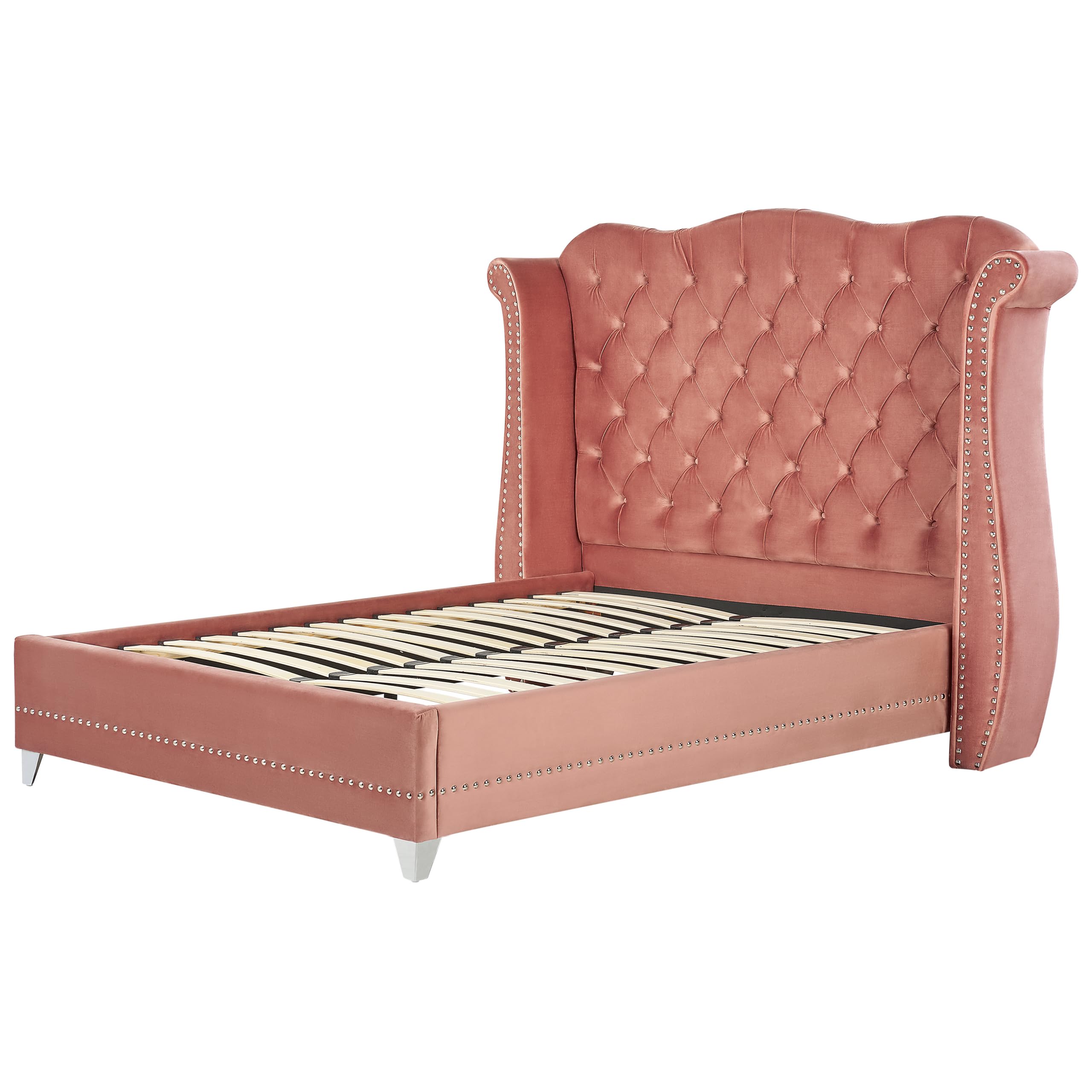 beliani-ayette-samtbett-160x200-rosa-chesterfield image 5