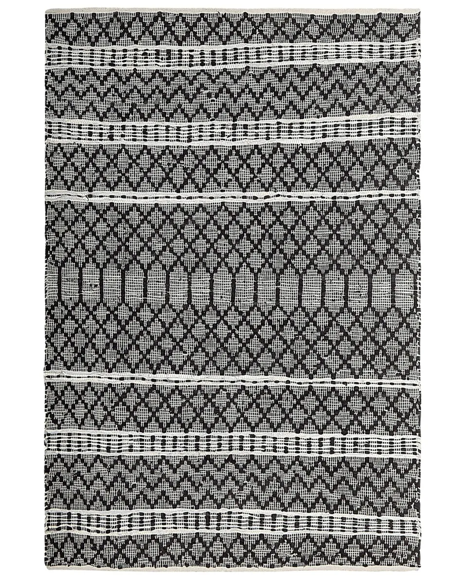 beliani-fehimli-teppich-140x200-cm-schwarz-beige-leder-kurzflor image 1