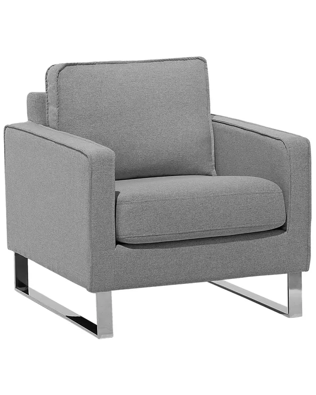 beliani-vind-retro-sessel-grau-stoff-mit-edelstahlkufen image 1