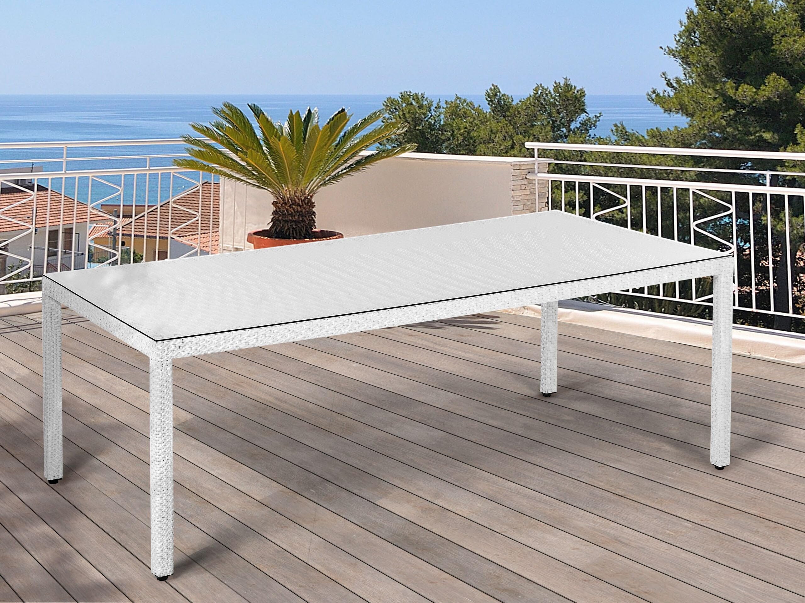 beliani-italy-gartentisch-wei-rattan-glas-gro image 2