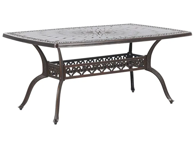 beliani-lizzano-gartentisch-165cm-dunkelbraun-alu image 1