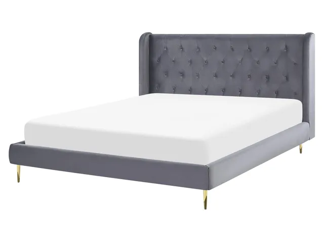 beliani-forbach-doppelbett-samt-grau-160x200-kopfteil image 1