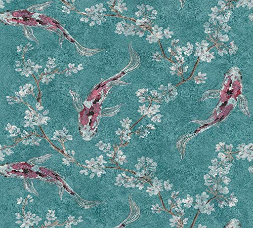 a-s-cr-ation-asian-fusion-37462-3-vliestapete-blau-koi image 8