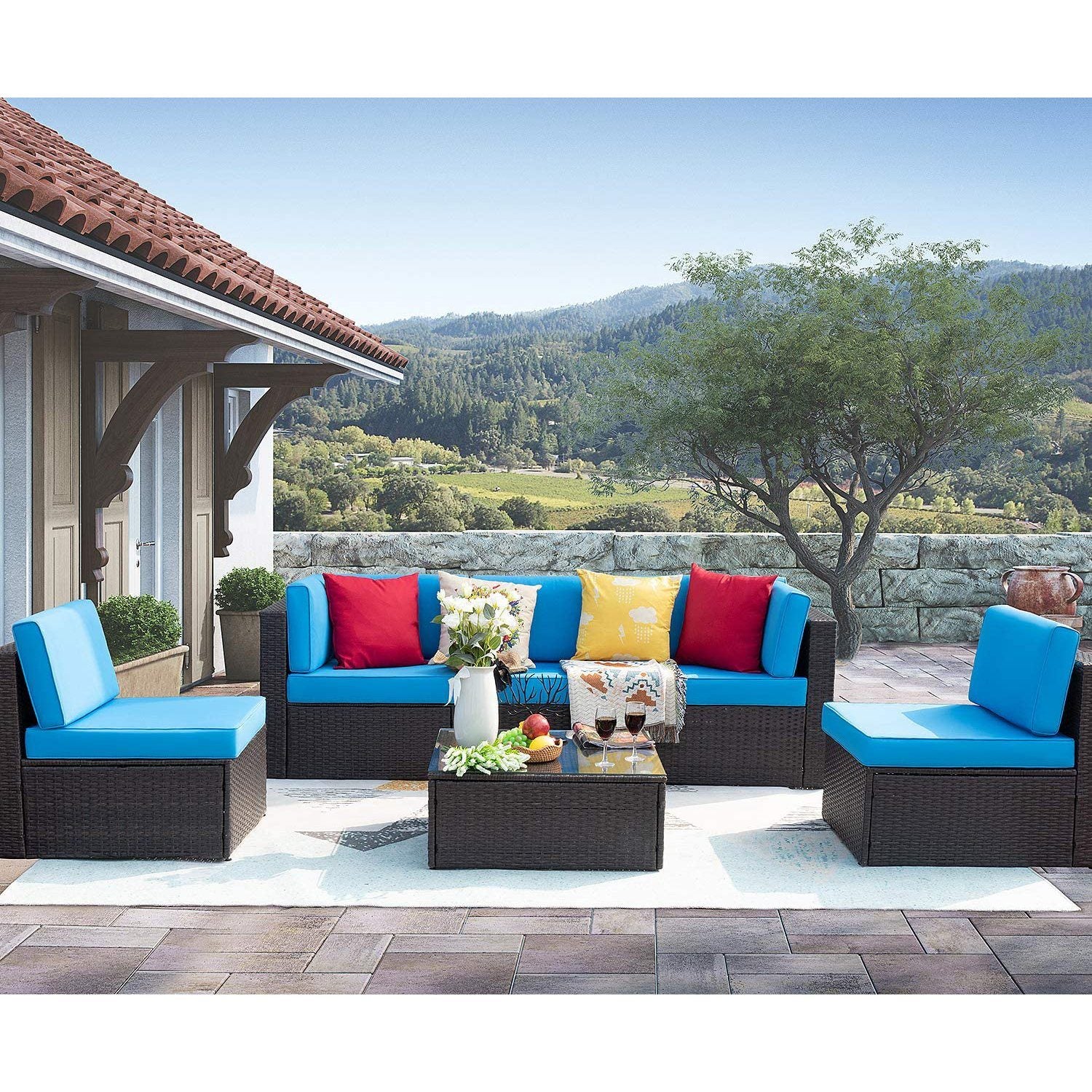 homall-patio-furniture-lounge-set-6-tlg-rattan-sofa-beige image 7