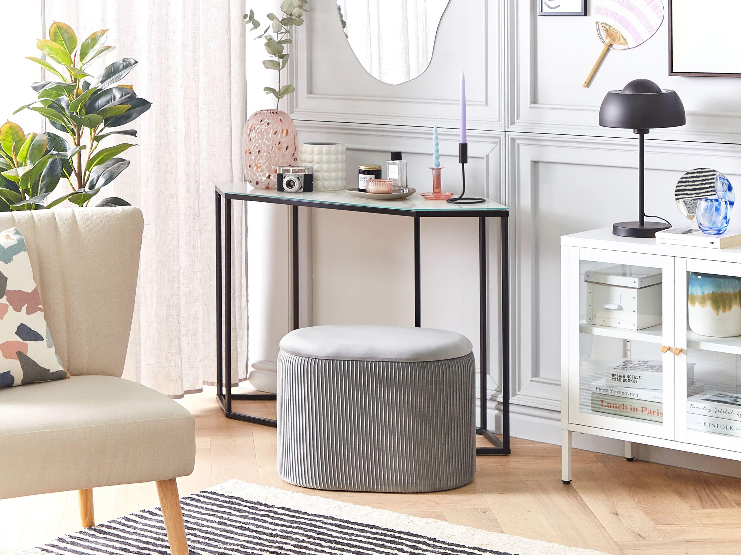 beliani-richland-pouf-55x35-cm-hellgrau-samt-mit-stauraum image 2