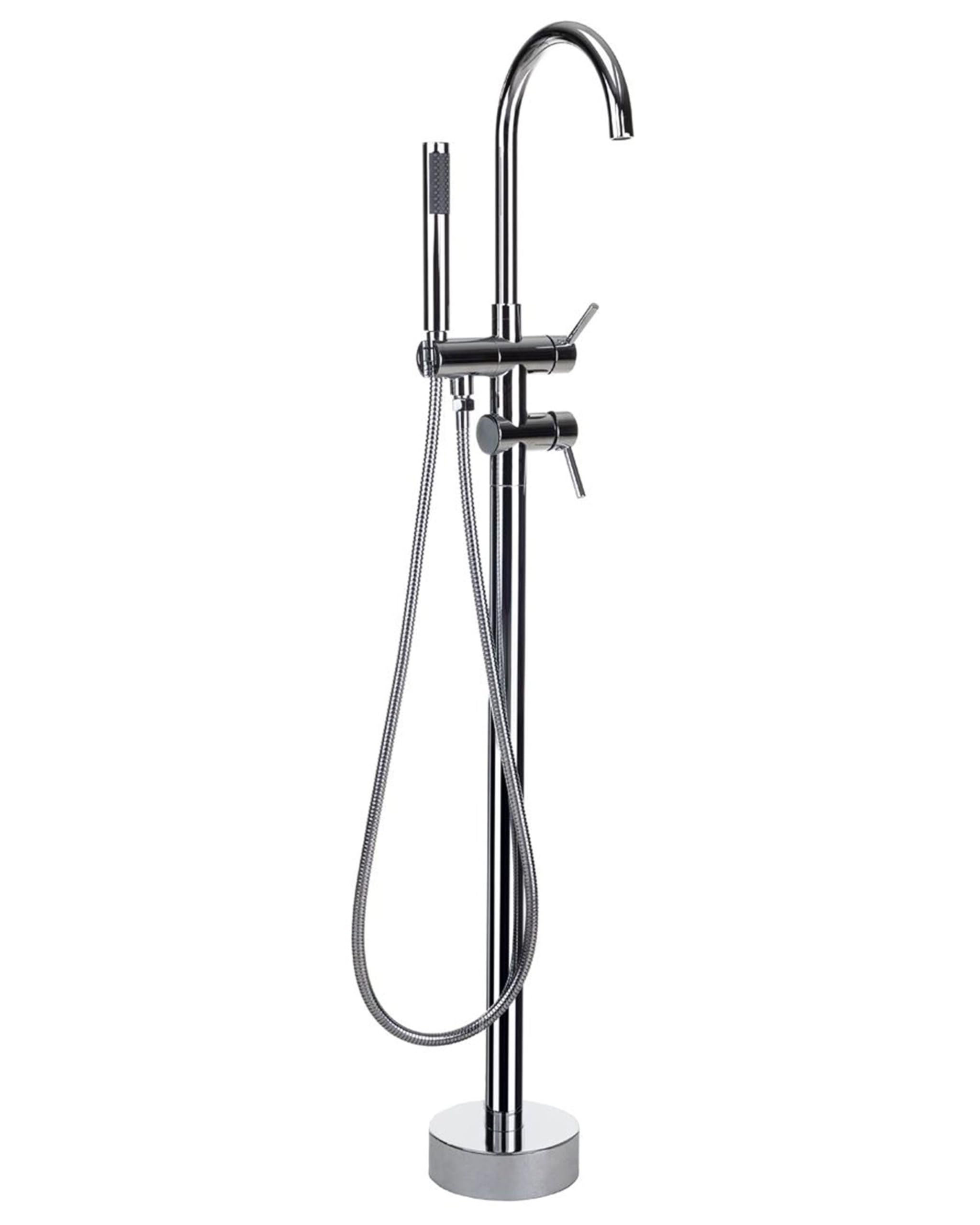 beliani-tugela-badewannenarmatur-freistehend-silber-mit-handbrause image 1