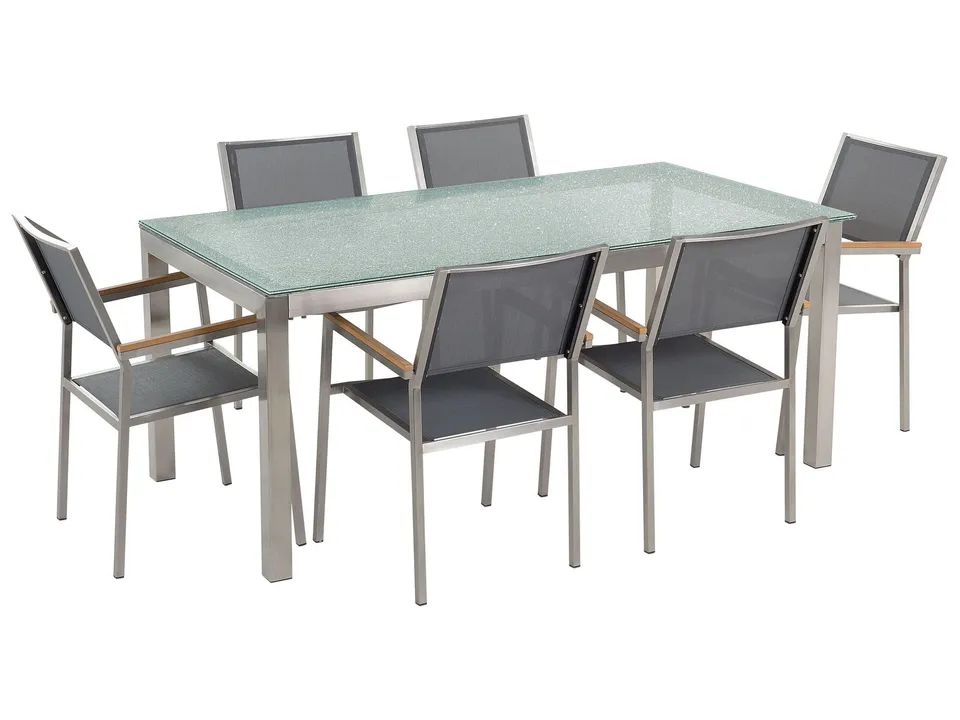 beliani-grosseto-gartenset-180cm-grau-6-st-hle image 1