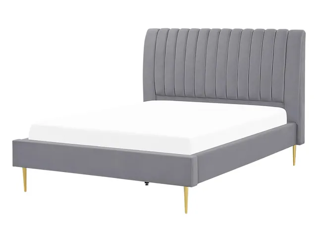 beliani-marville-doppelbett-samt-grau-140x200-cm-lattenrost image 1