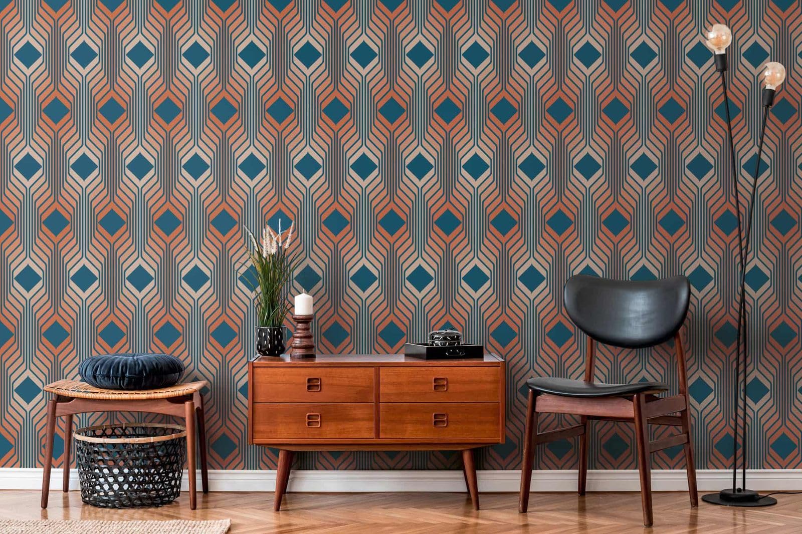 a-s-cr-ation-retro-chic-vliestapete-blau-rot-rosa-grafik image 6