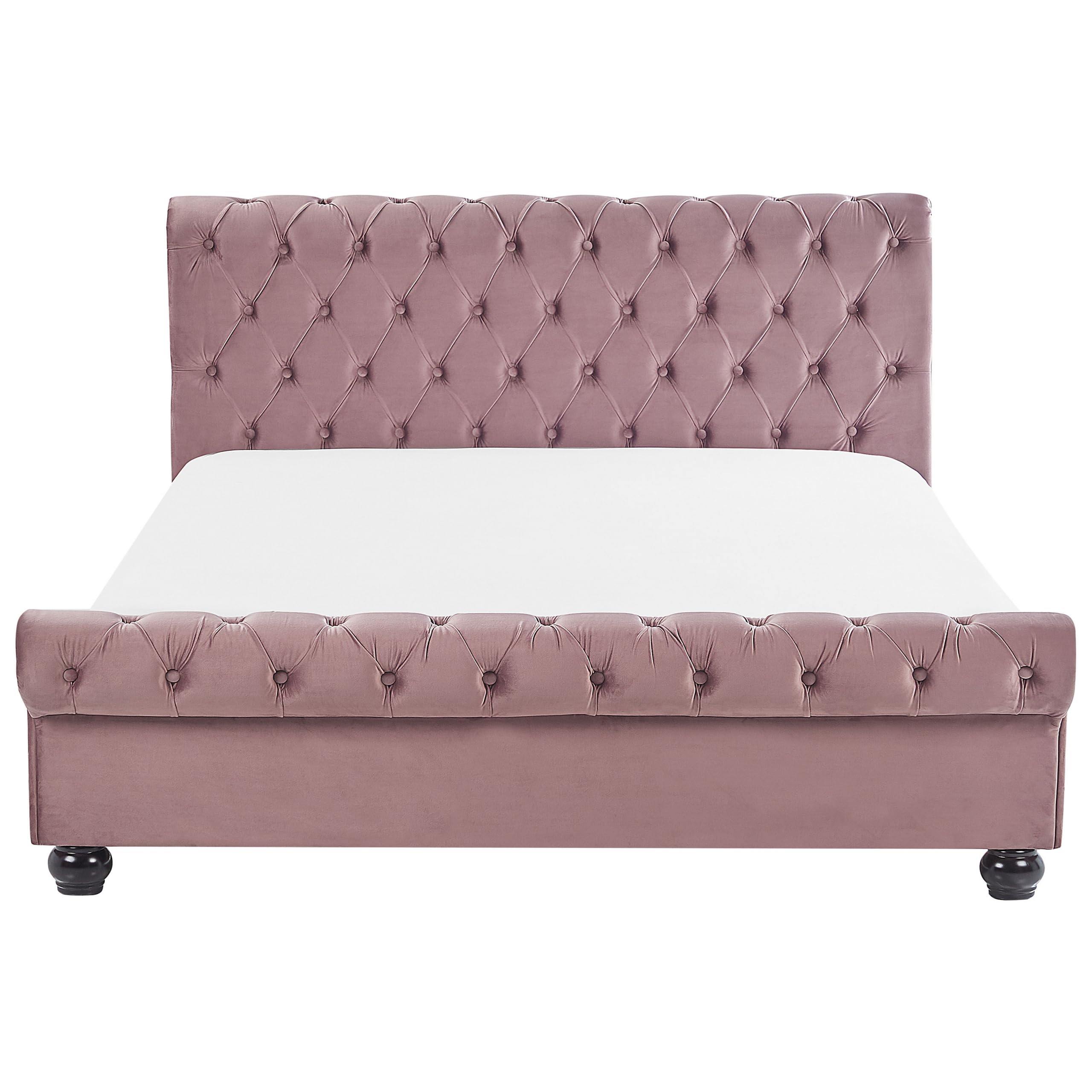 beliani-chesterfield-samtbett-rosa-160x200-mit-lattenrost image 4