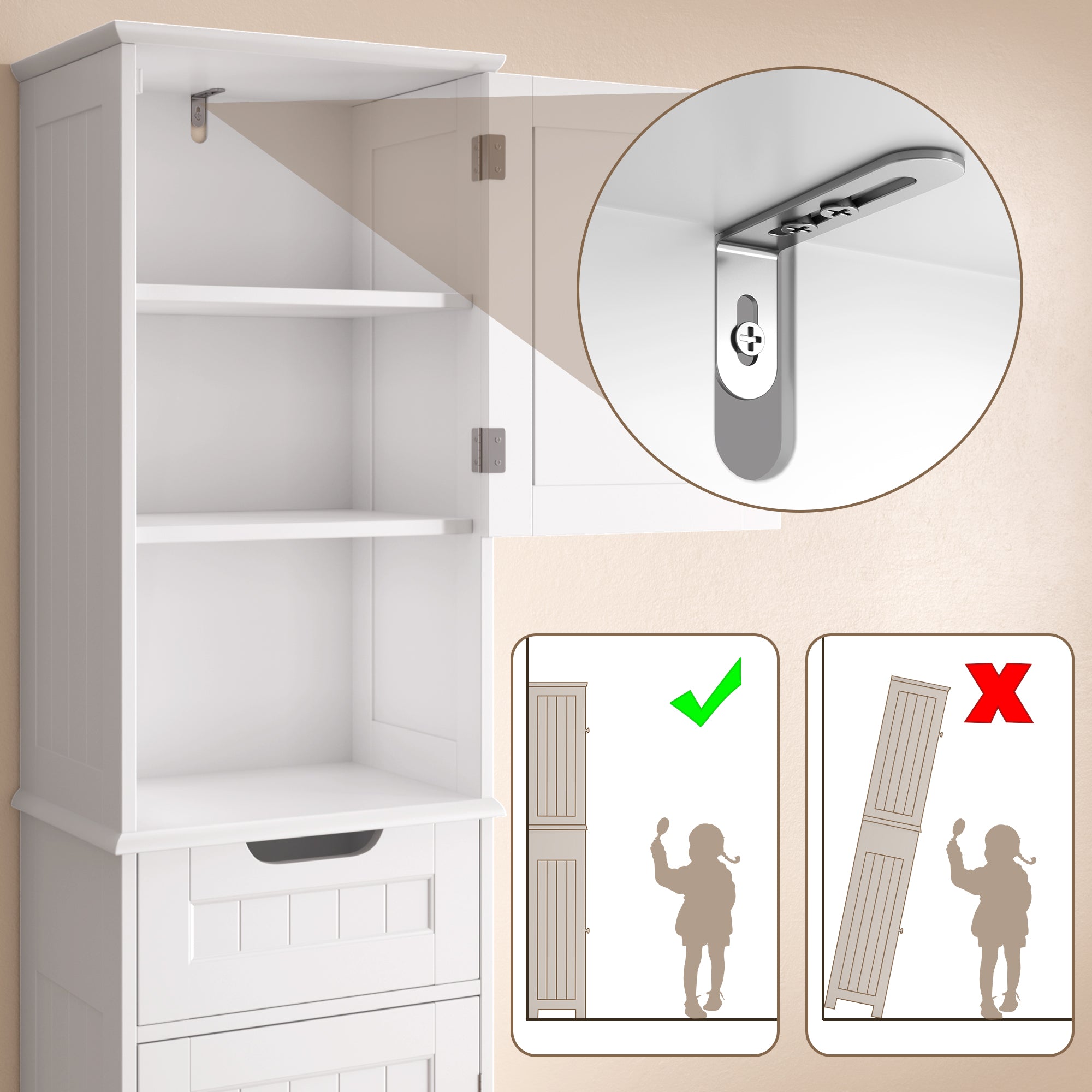 bealife-ap13-badezimmerschrank-schmal-wei-170-cm-mit-schublade image 6