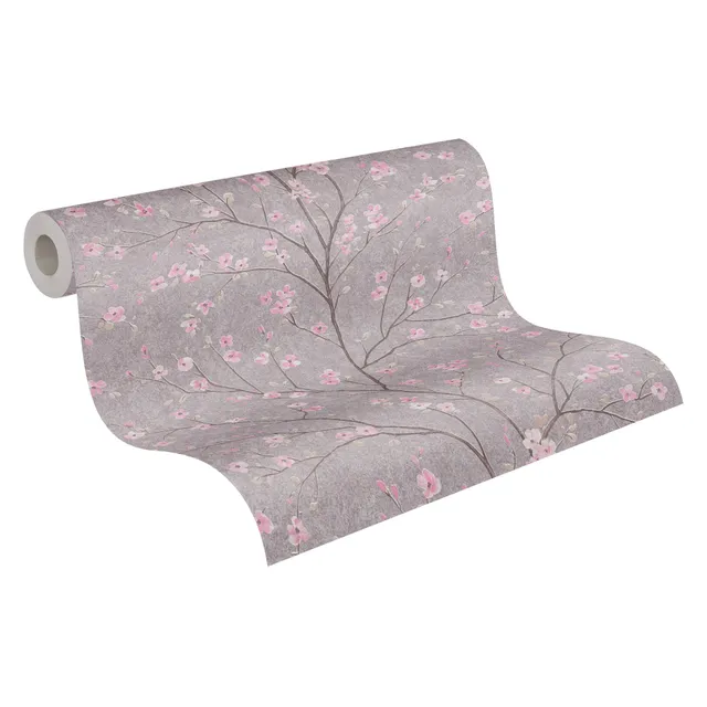 a-s-cr-ation-metropolitan-tapete-grau-rosa-kirschbl-te image 1