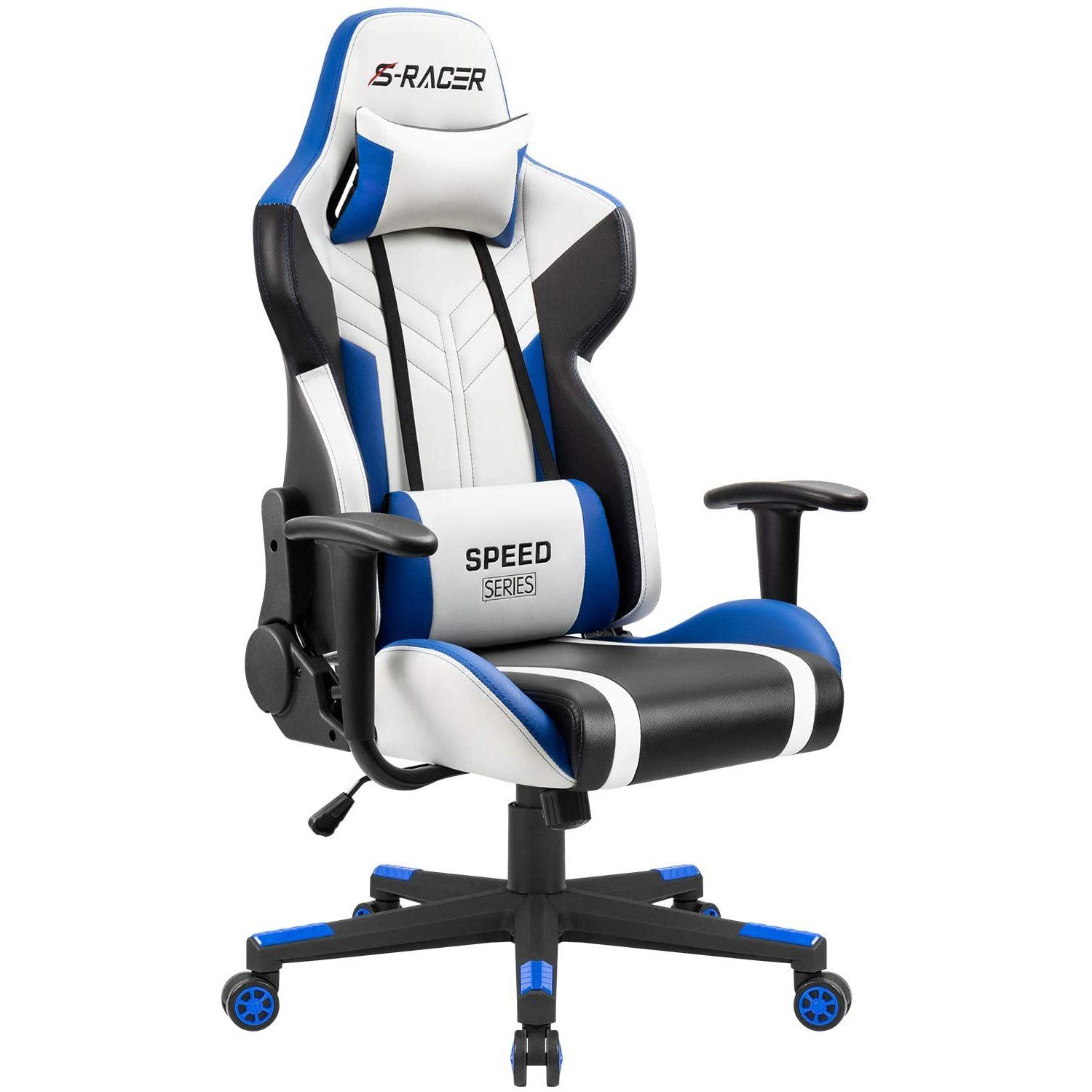 homall-gaming-chair-s-racer-gamer-stuhl-blau-kunstleder image 1