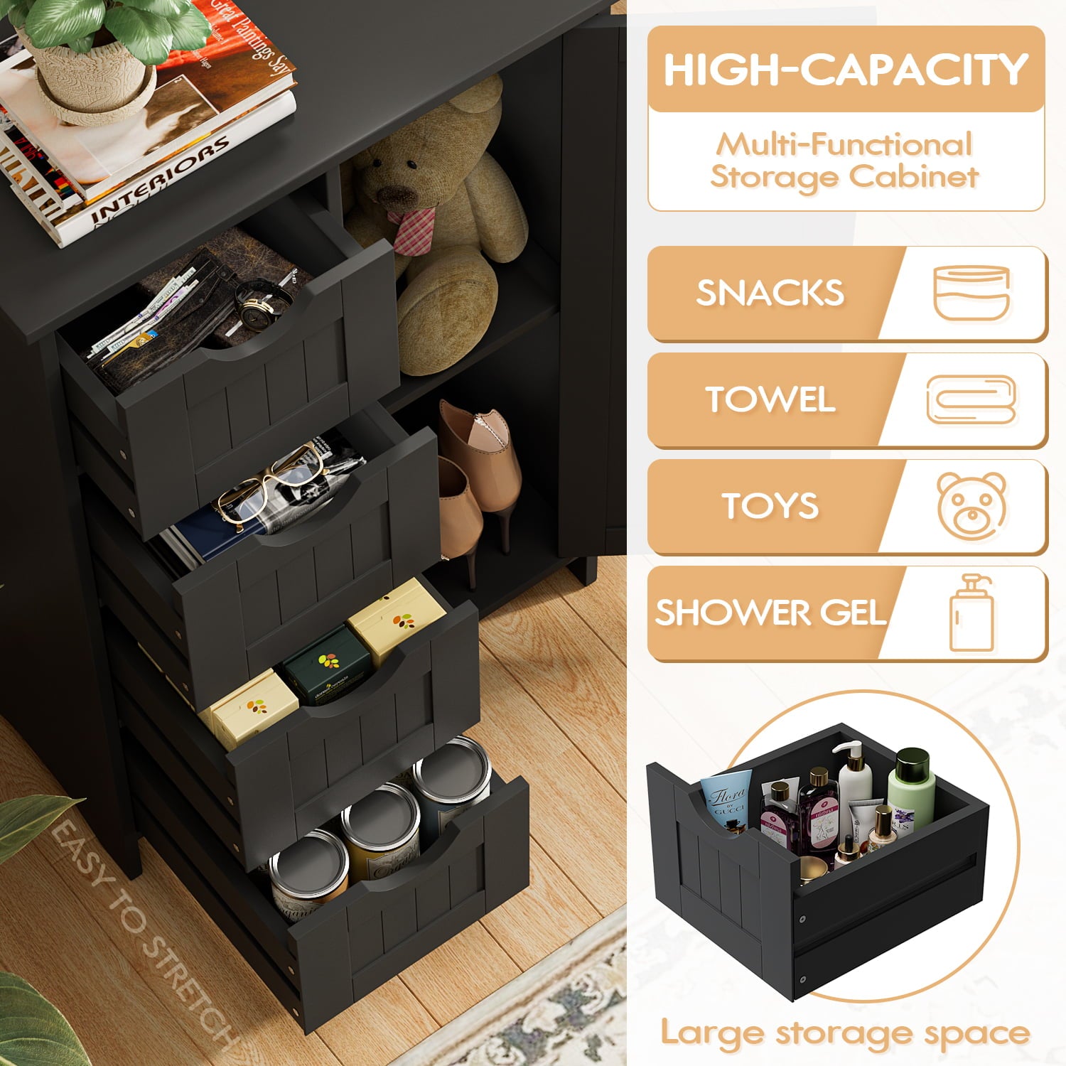 homall-shelf-badezimmerschrank-mit-4-schubladen-badschrank-wei-wasserfest image 5