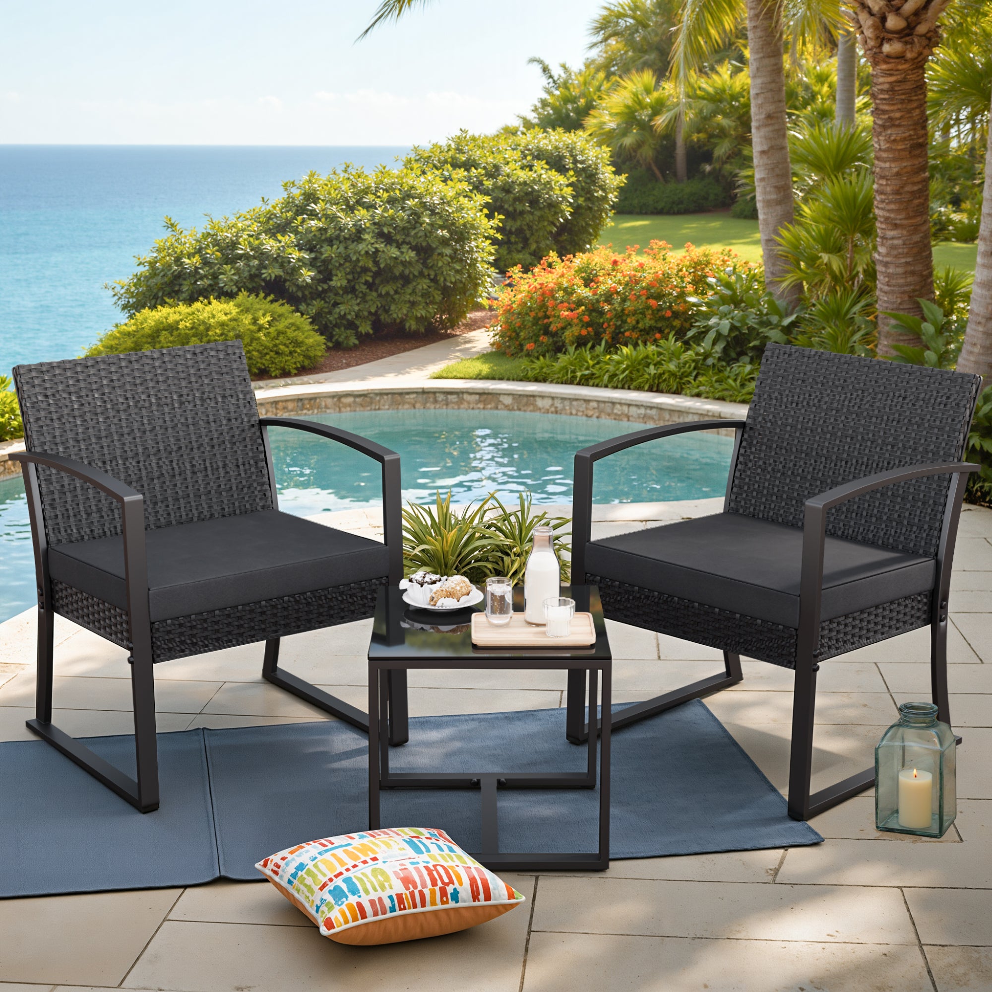 homall-patio-furniture-rattan-set-schwarz-3-teilig image 2