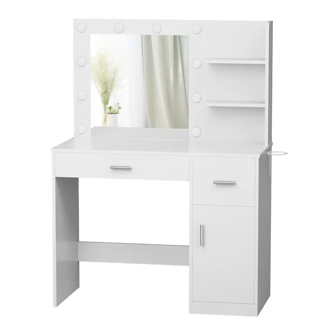 homall-schminktisch-wei-mit-licht-spiegel-steckdose image 1