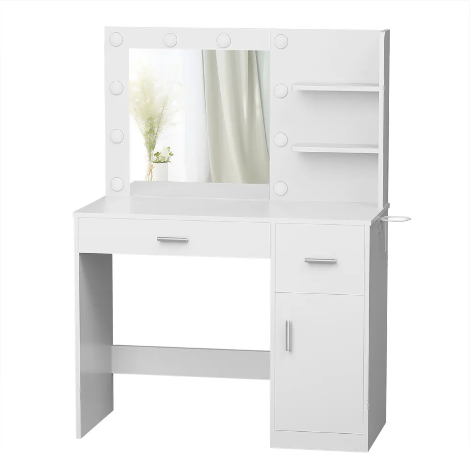 homall-schminktisch-wei-mit-licht-spiegel-steckdose image 1