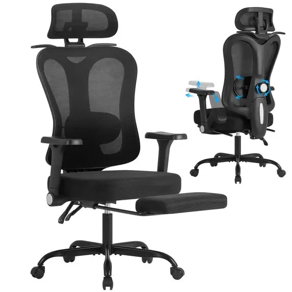 homall-office-mesh-b-rostuhl-schwarz-mit-fu-st-tze image 1