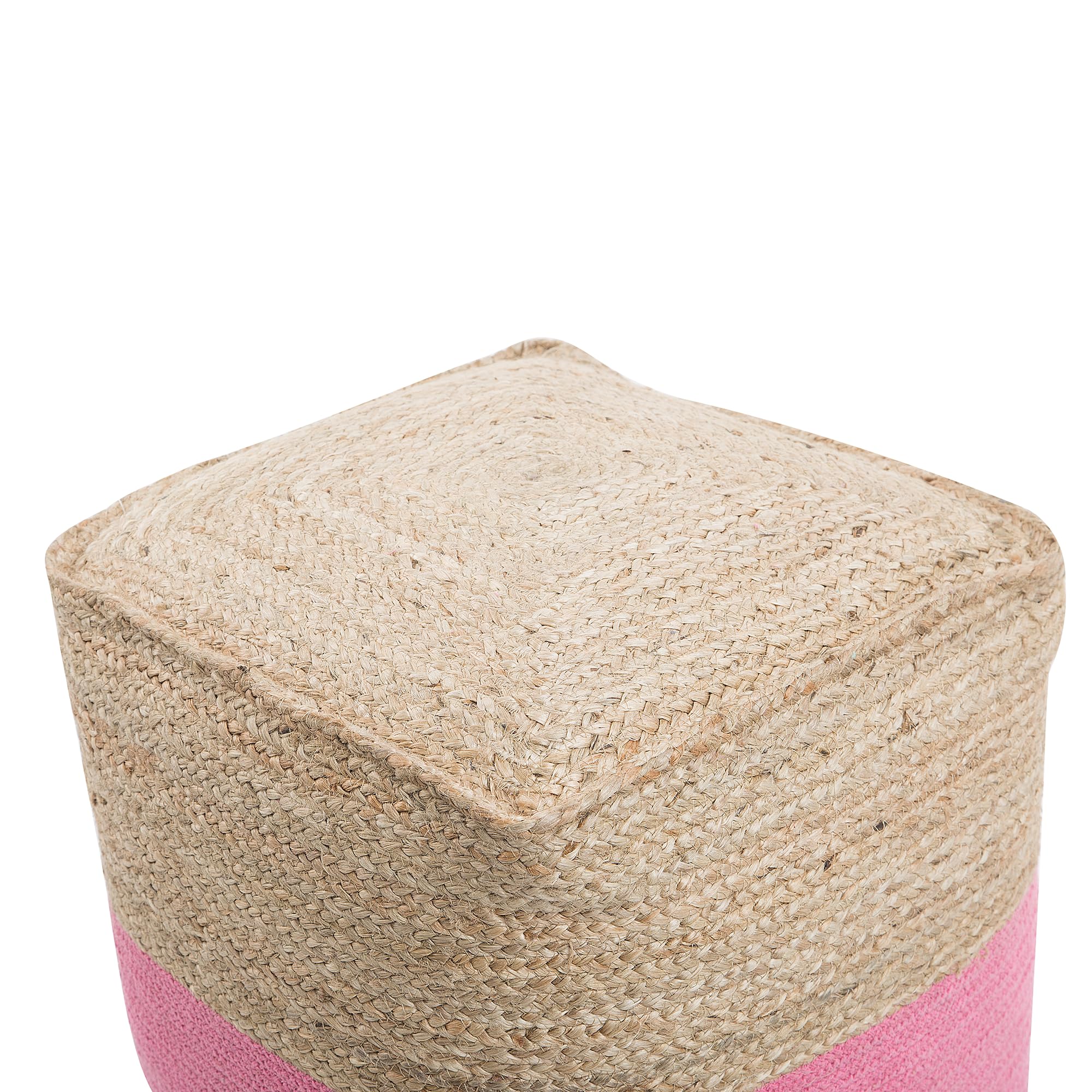 beliani-kirama-pouf-baumwolle-jute-beige-rosa-eckig image 5