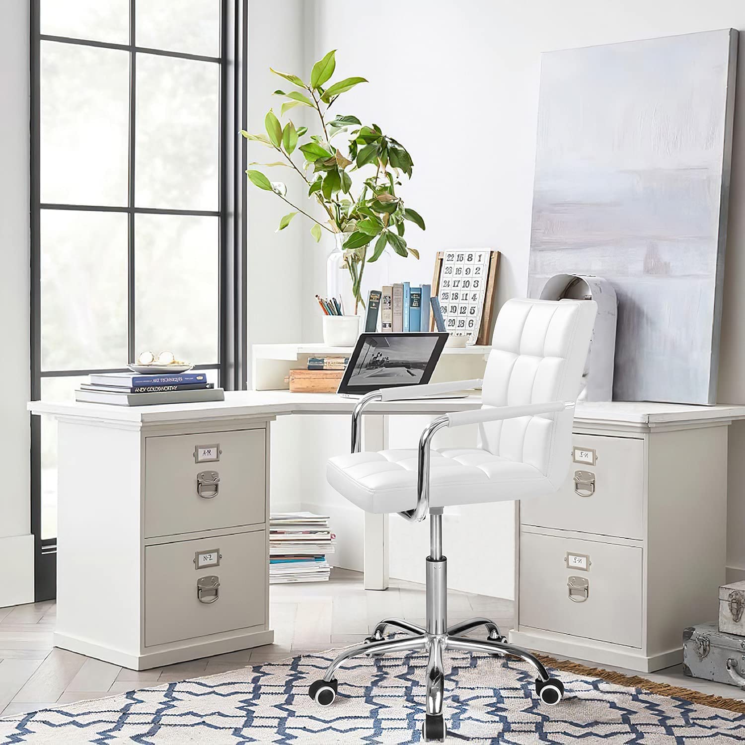 homall-office-leather-chair-b-rostuhl-schwarz-kunstleder-360 image 1