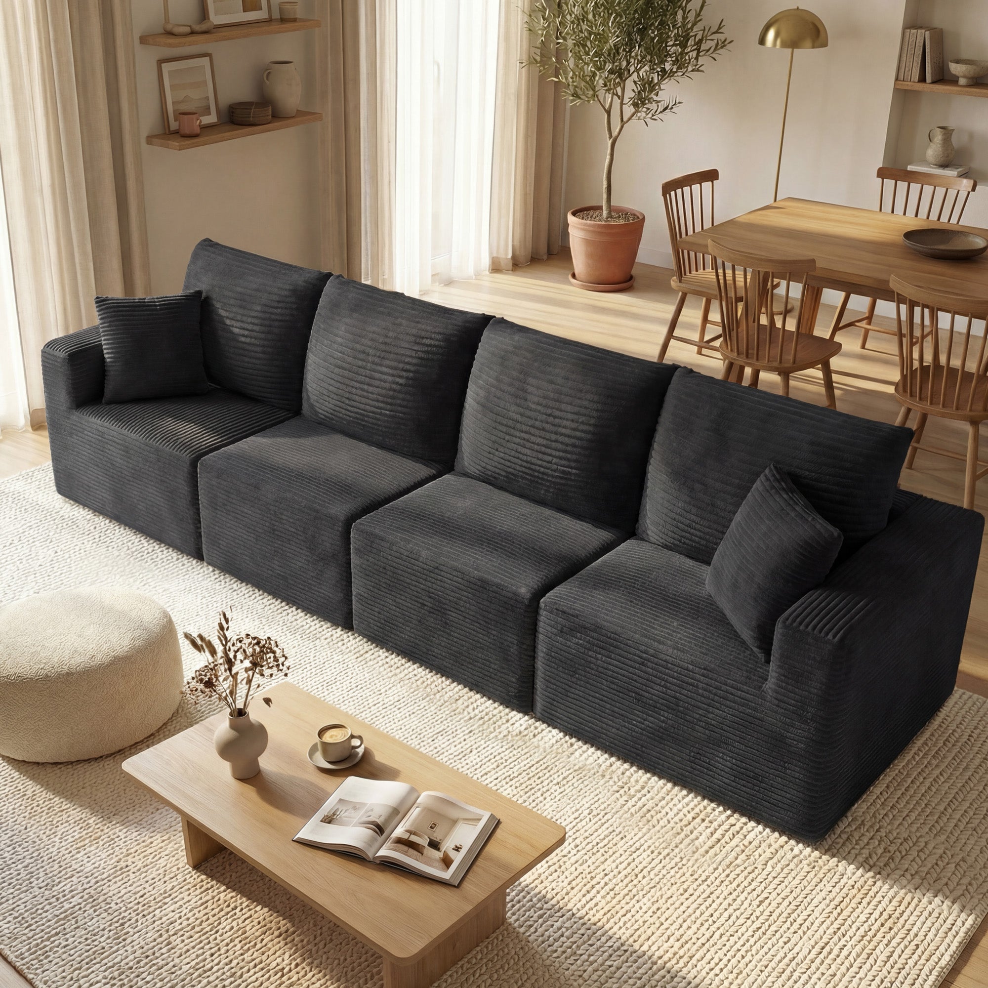 homall-sofa-modulare-couch-grau-3-sitzer-cord image 7
