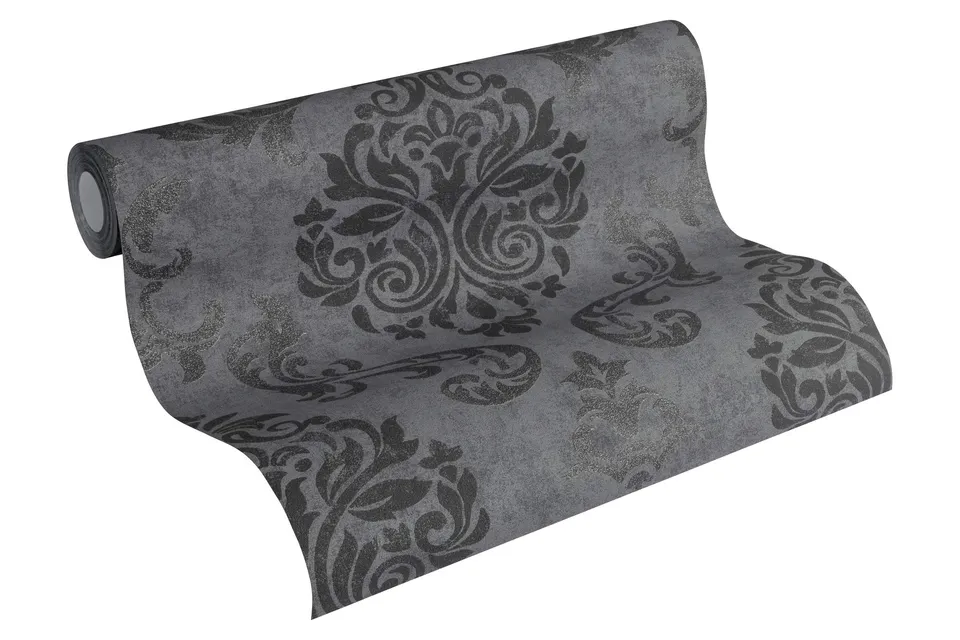 a-s-cr-ation-memory-953723-vliestapete-grau-metallic-schwarz image 1
