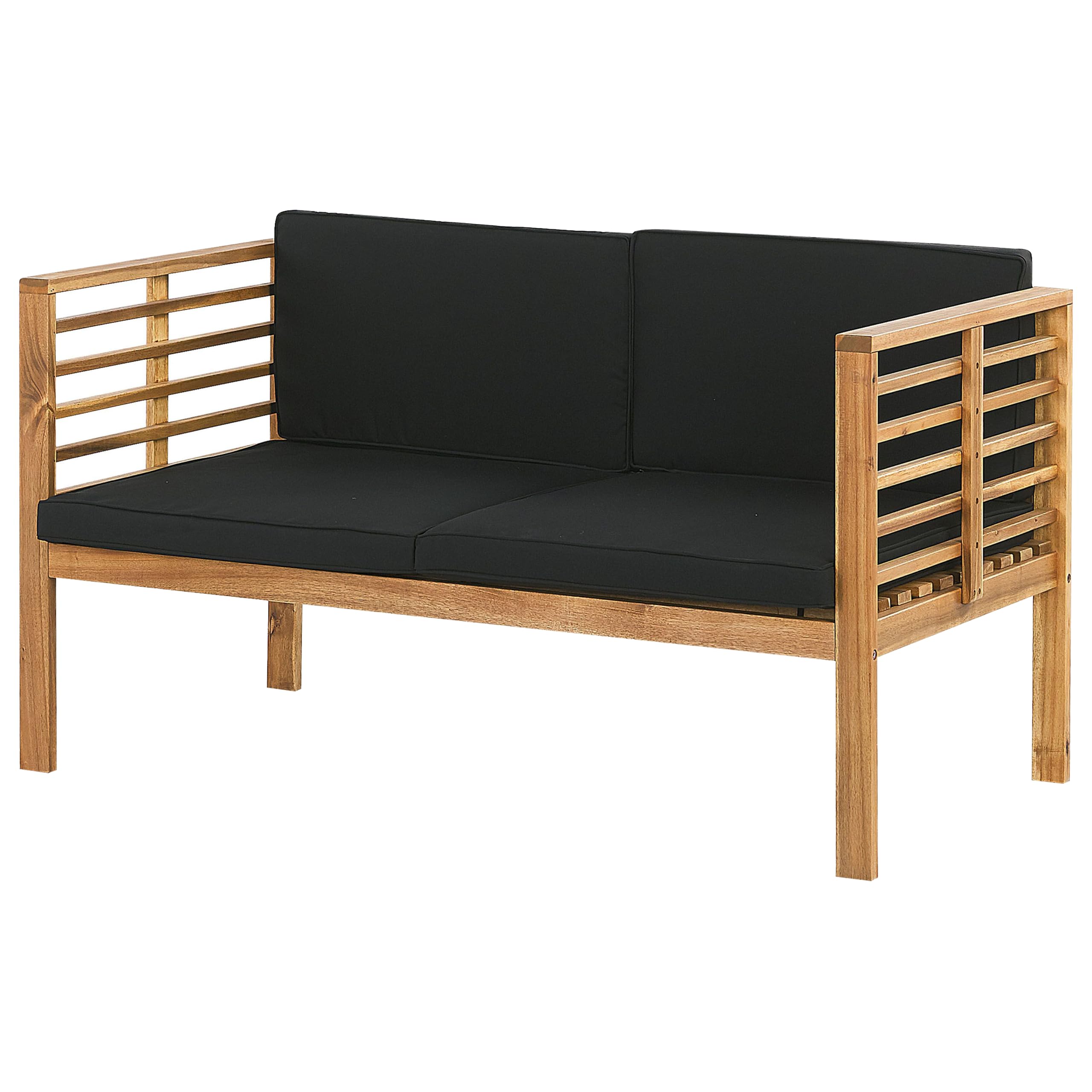 beliani-pacific-sitzgruppe-akazienholz-hellbraun-schwarz-4-personen image 4