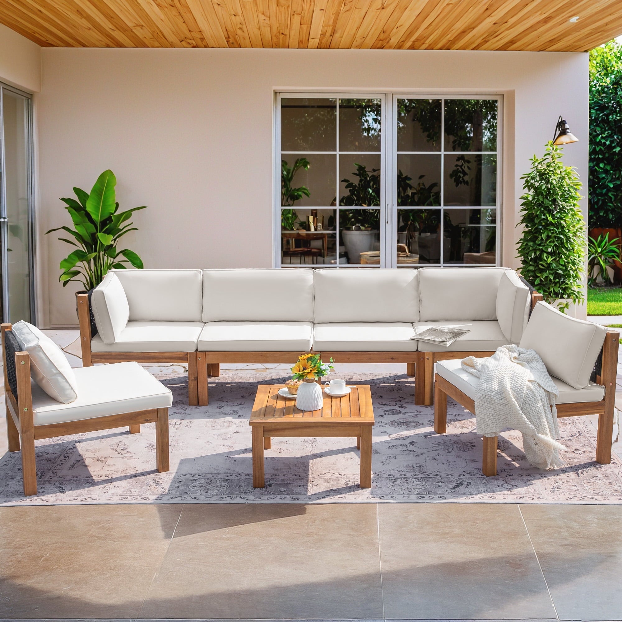 homall-patio-furniture-gartenm-bel-set-6-teilig-akazie-wei image 2
