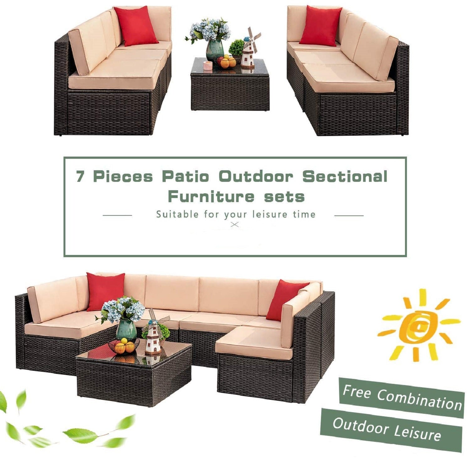 homall-patio-lounge-set-rattan-7-teilig-beige-mit-tisch image 6