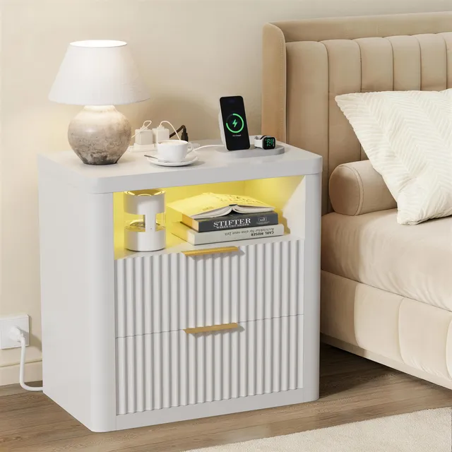homall-bedroom-nachttisch-wei-mit-ladestation-und-led image 1