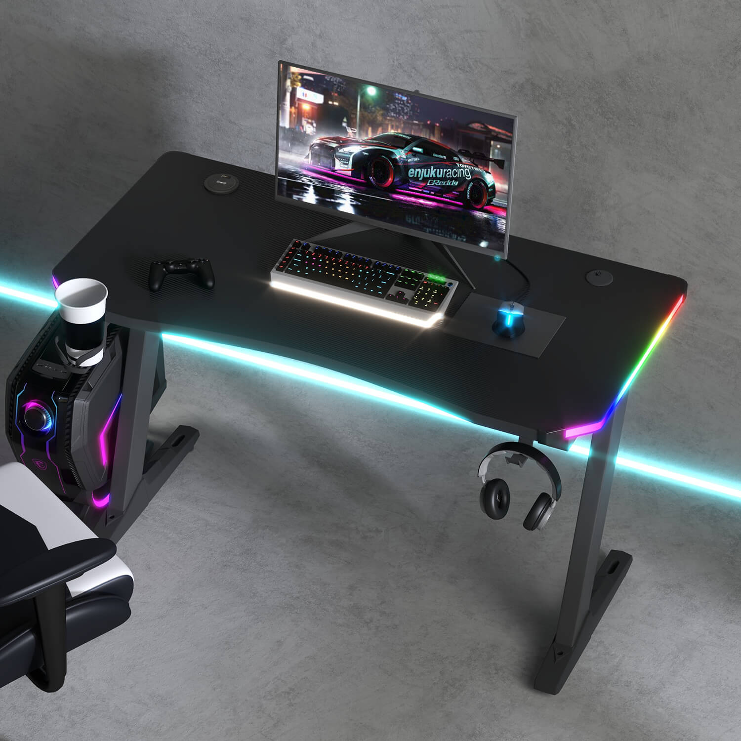 homall-gaming-desk-schreibtisch-47-zoll-rgb-carbon-schwarz image 3