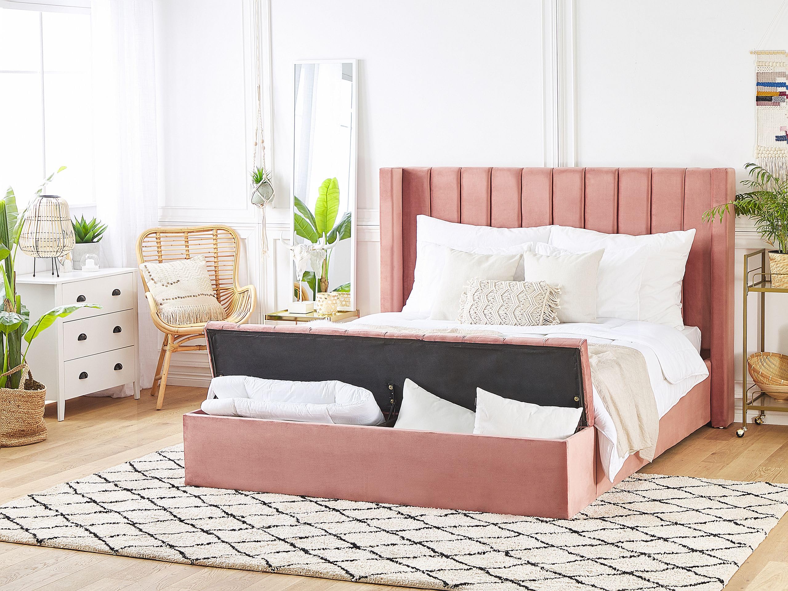 beliani-noyers-samtbett-160x200-rosa-mit-stauraum image 2
