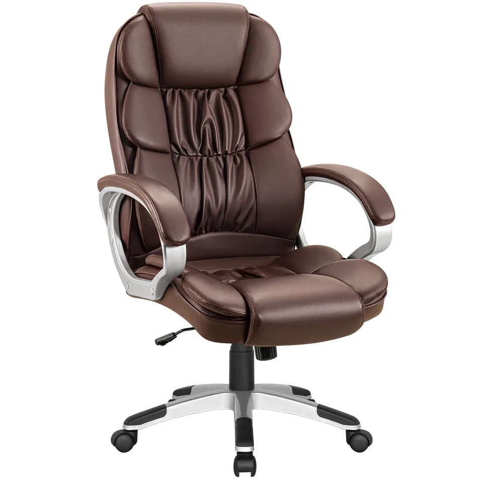 homall-office-leather-chair-b-rostuhl-braun-leder-hochlehner image 1
