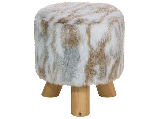beliani-texas-hocker-kunstpelz-grau-braun-33-cm-belastbar image 1
