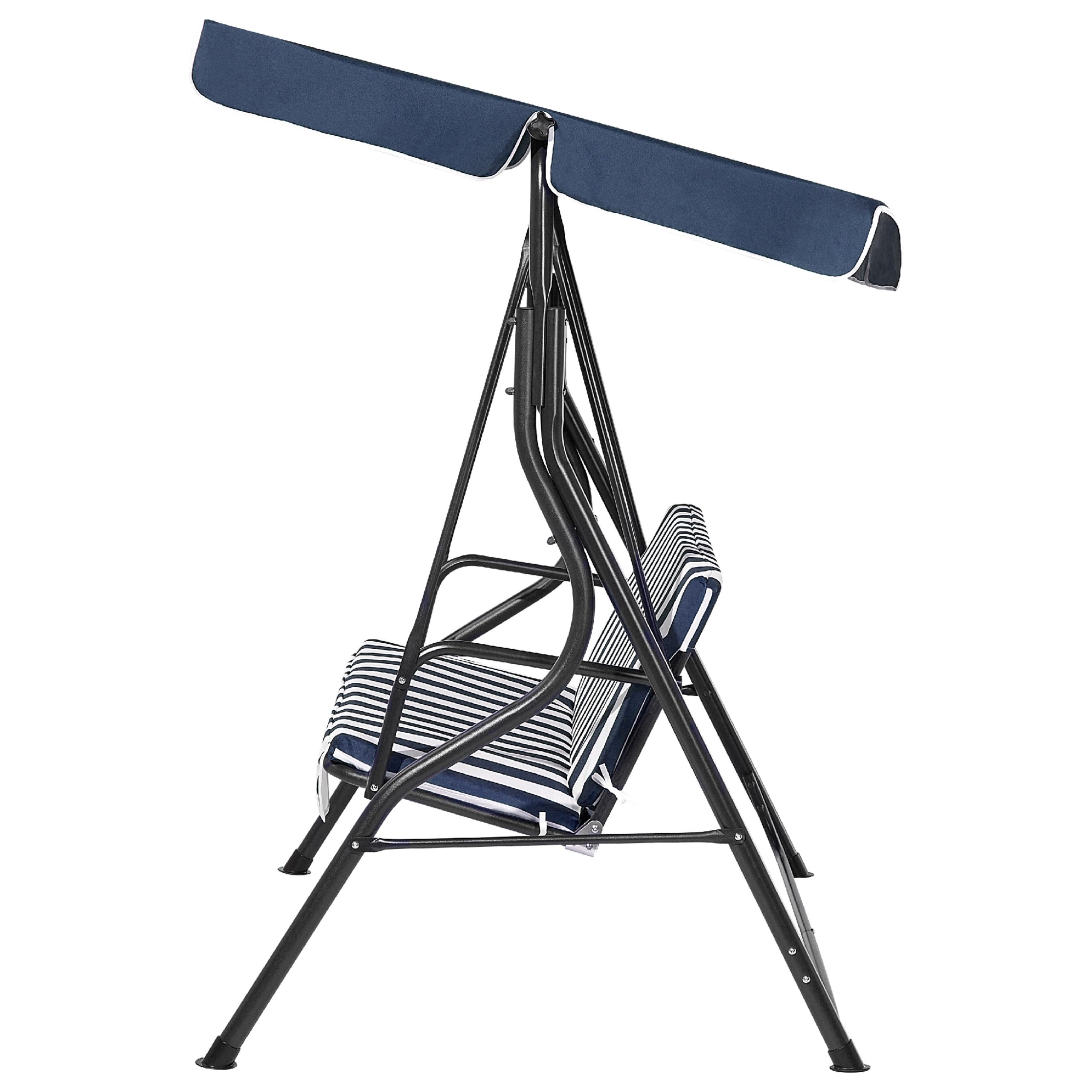 beliani-hollywoodschaukel-chaplin-wei-blau-3-sitzer-sonnendach image 7