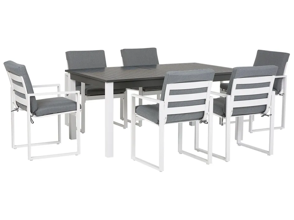 beliani-pancole-gartentisch-set-aluminium-6-st-hle-grau-wei-ausziehbar image 1