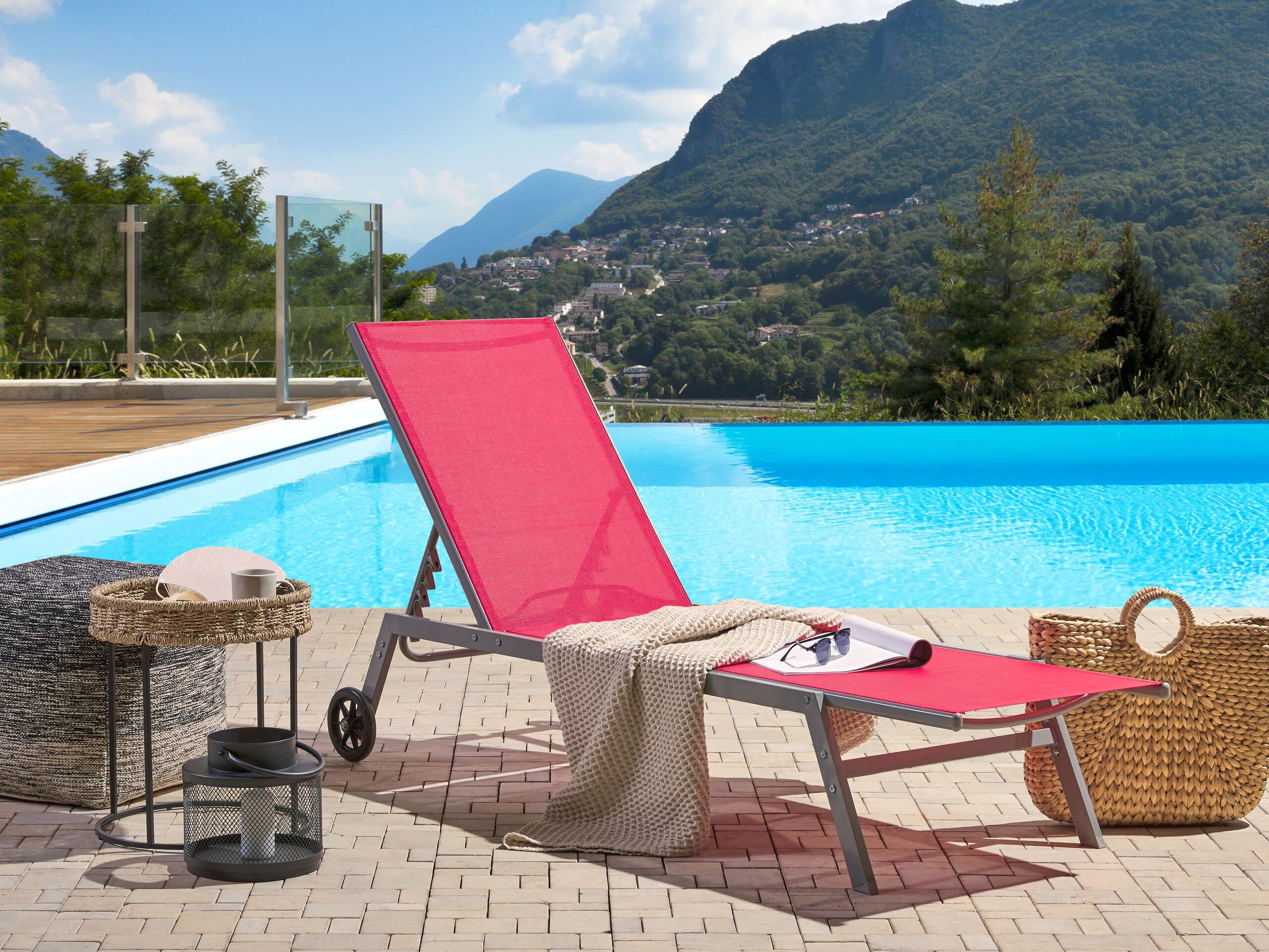 beliani-levanzo-sonnenliege-rot-stahl-mesh-verstellbar image 2