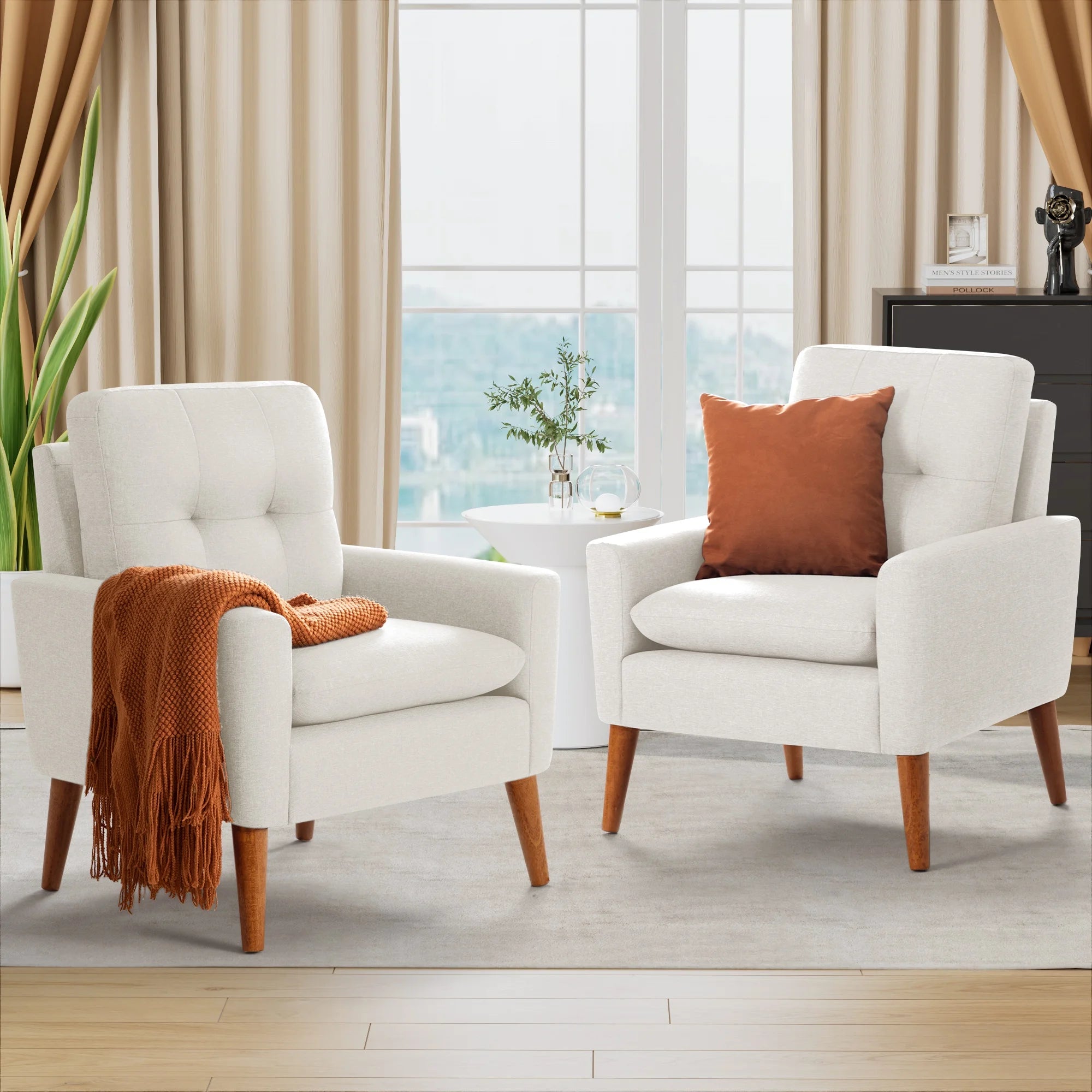 homall-accent-chair-polstersessel-grau-2er-set-leinen image 8