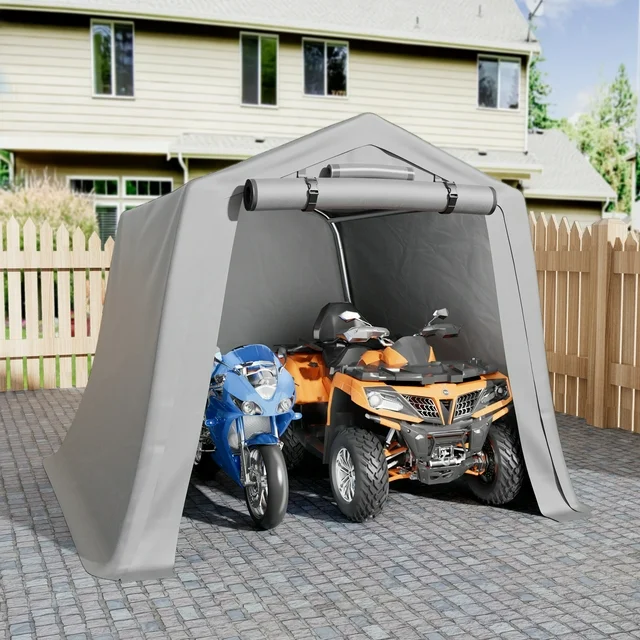 homall-metal-shed-zeltgarage-grau-6x8-wasserdicht-fahrrad-motorrad image 2