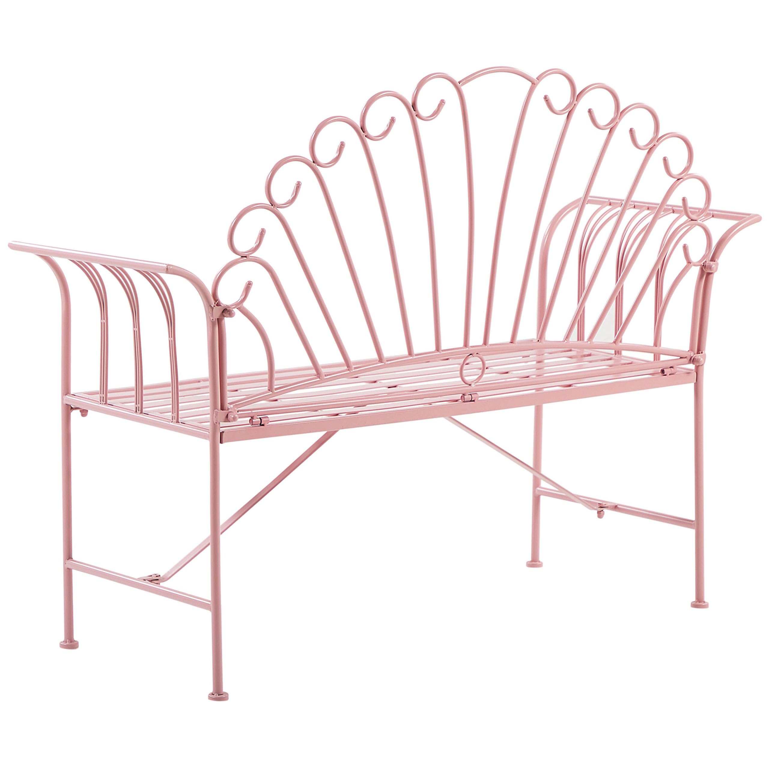 beliani-cavinia-bistro-set-rosa-metall-bank-mit-tisch-2-personen image 6