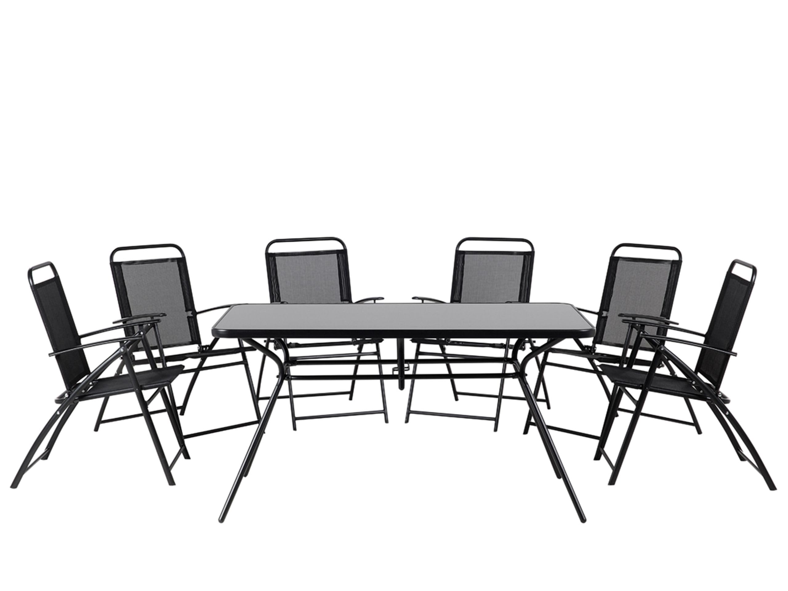 beliani-livo-gartenm-bel-set-7-tlg-schwarz-stahl-glas image 1