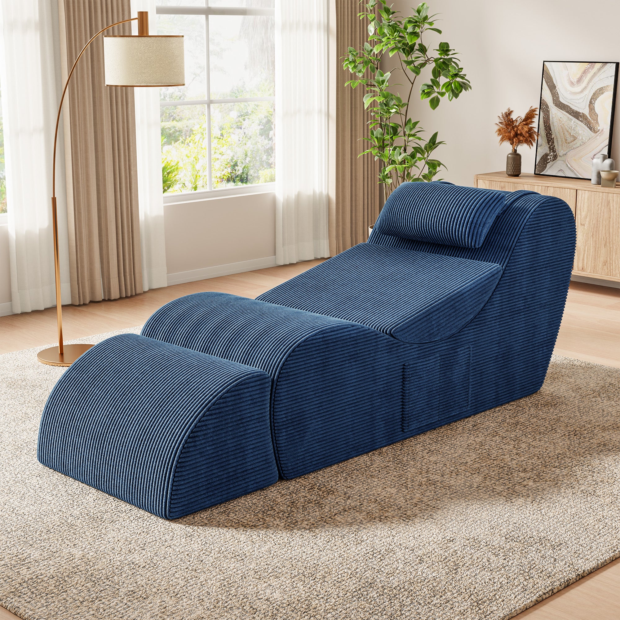homall-recliner-chair-liegesessel-grau-cord-mit-kissen image 2