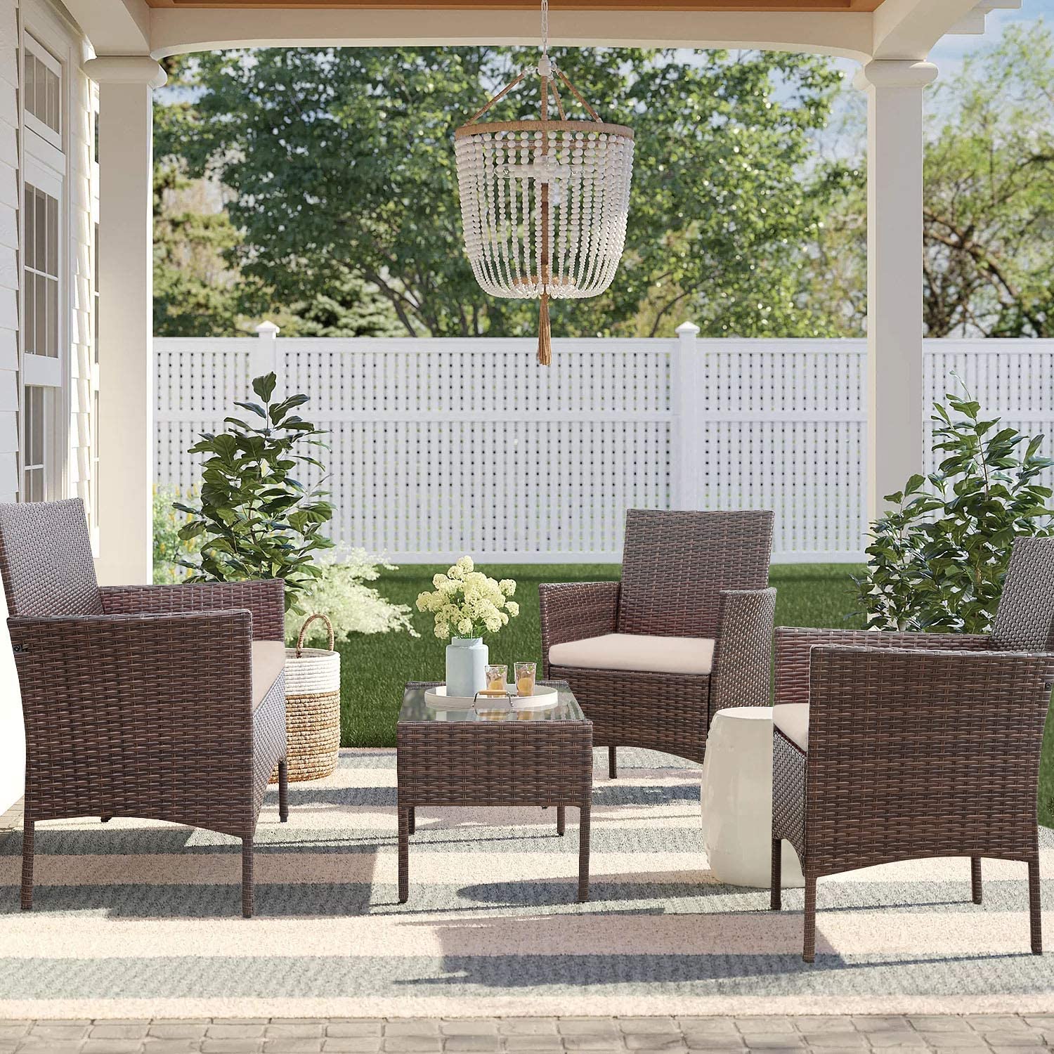 homall-patio-furniture-rattan-sitzgruppe-beige-4-teilig-mit-tisch image 2