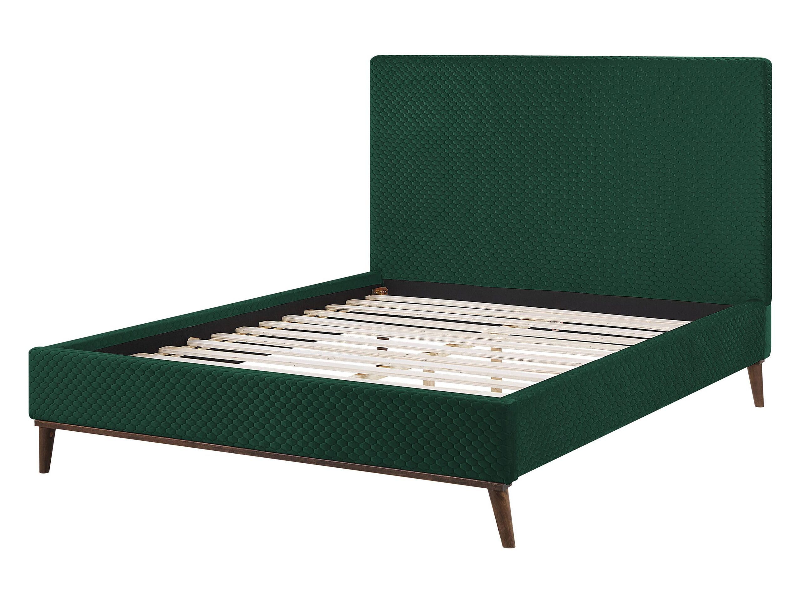 beliani-bayonne-samtbett-140x200-dunkelgr-n-samtstoff image 1