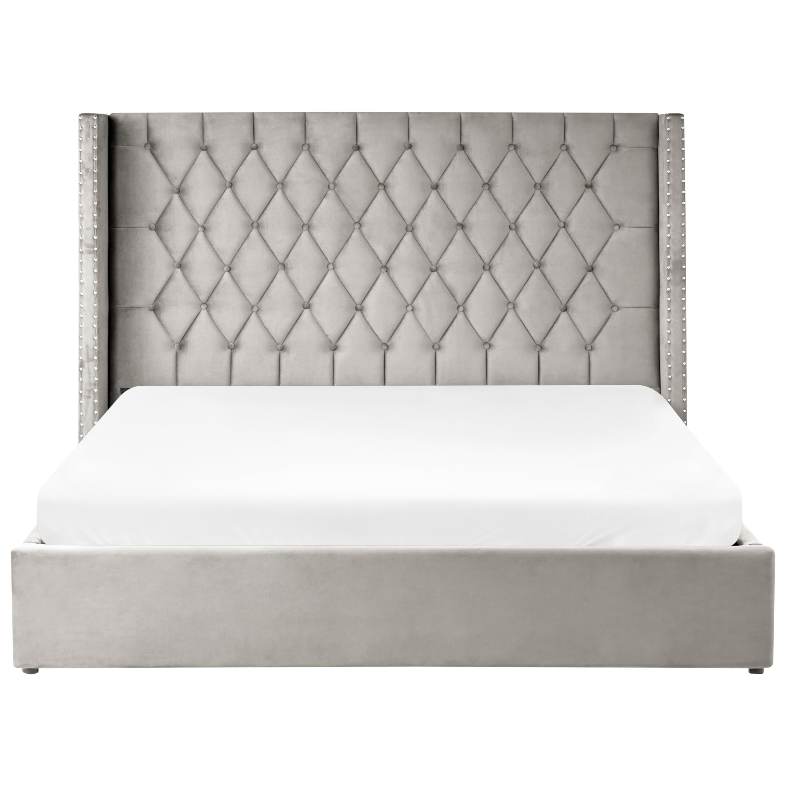 beliani-betten-lubbon-samtbett-180x200-hellgrau-mit-bettkasten image 6